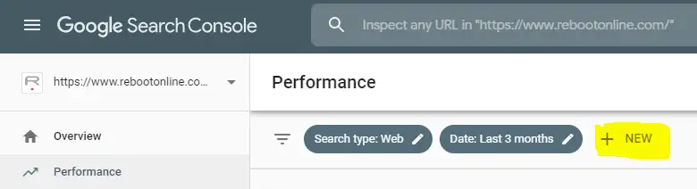 search console filter option on performance